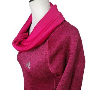 Adidas ClimaWarm Womens Sweatshirt Size Small Pink Kangaroo Pockets Cowl Neck